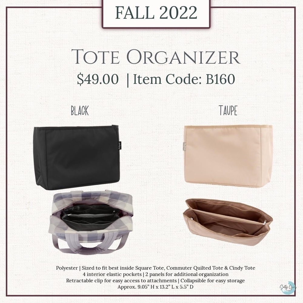 Thirty-One Tote Organizer Black NIP